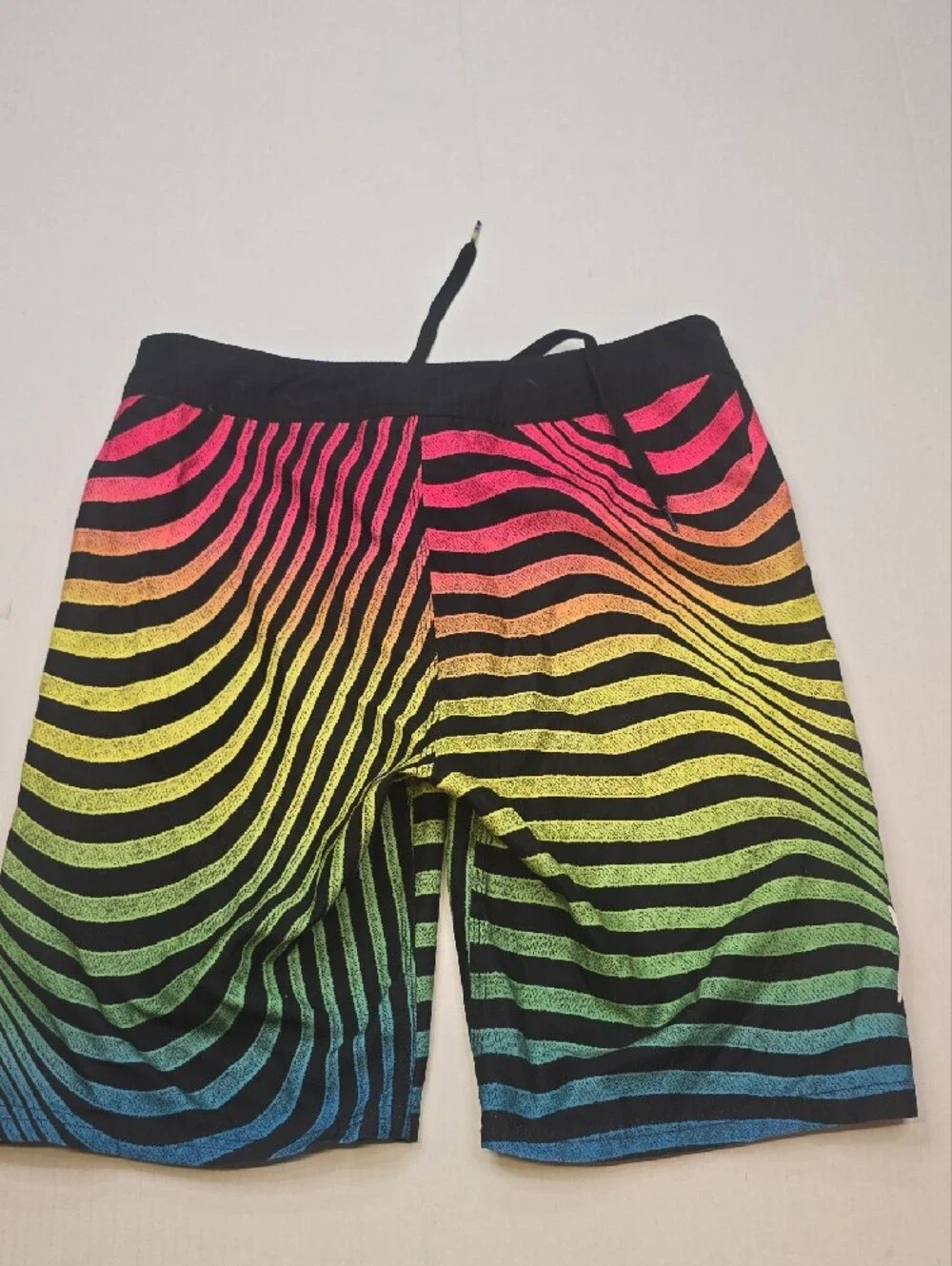 Hurley Boys Black Rainbow Wave Swim Trunks Sz 18